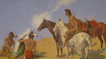 the smoke signal 1905 Frederic Remington American Indians Oil Paintings
